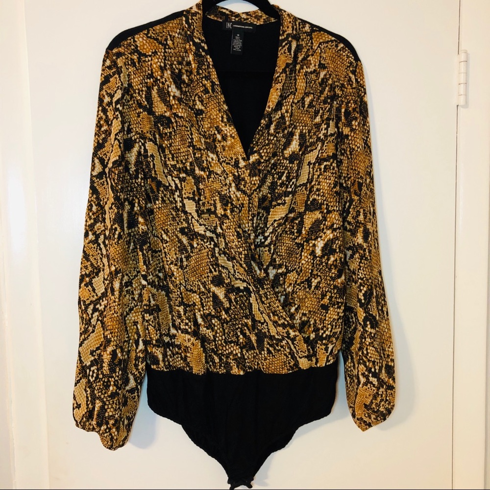 I.N.C. Leopard Print bodysuit/Surplice Neckline